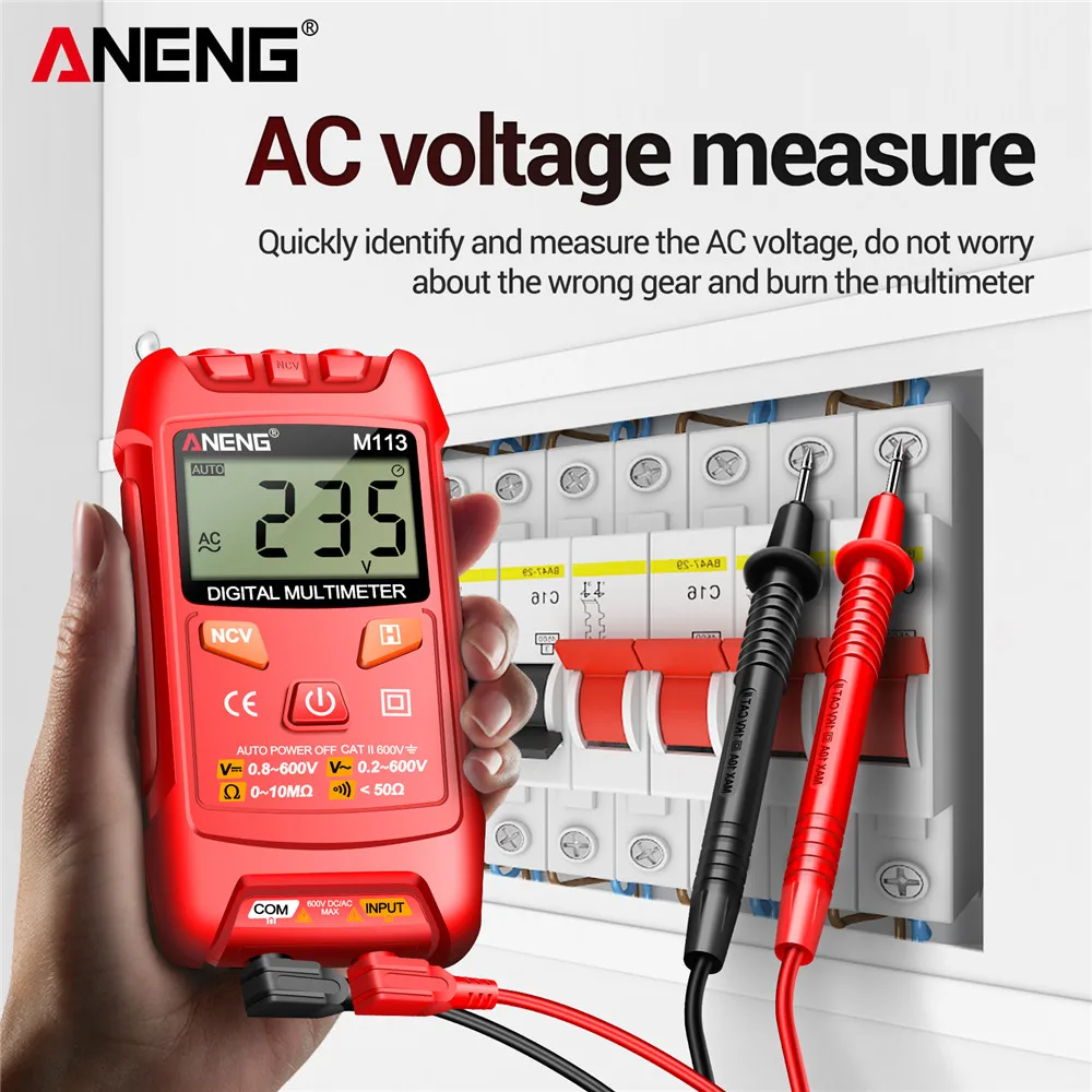 ANENG M113 Pocket Portable Multimeter Tester 1999 Counts Mini Multimeter CAT II 600V AC/DC Voltage Auto Machine Multitester