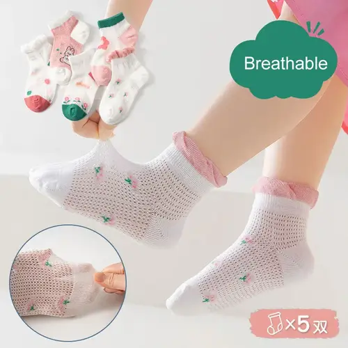 5 Pairs 1 To 12 Years Children's Socks 2026 Spring Summer Baby Boys Girls Cotton Mesh Breathable Thin Soft Cute Socks Kids Socks - Image 6