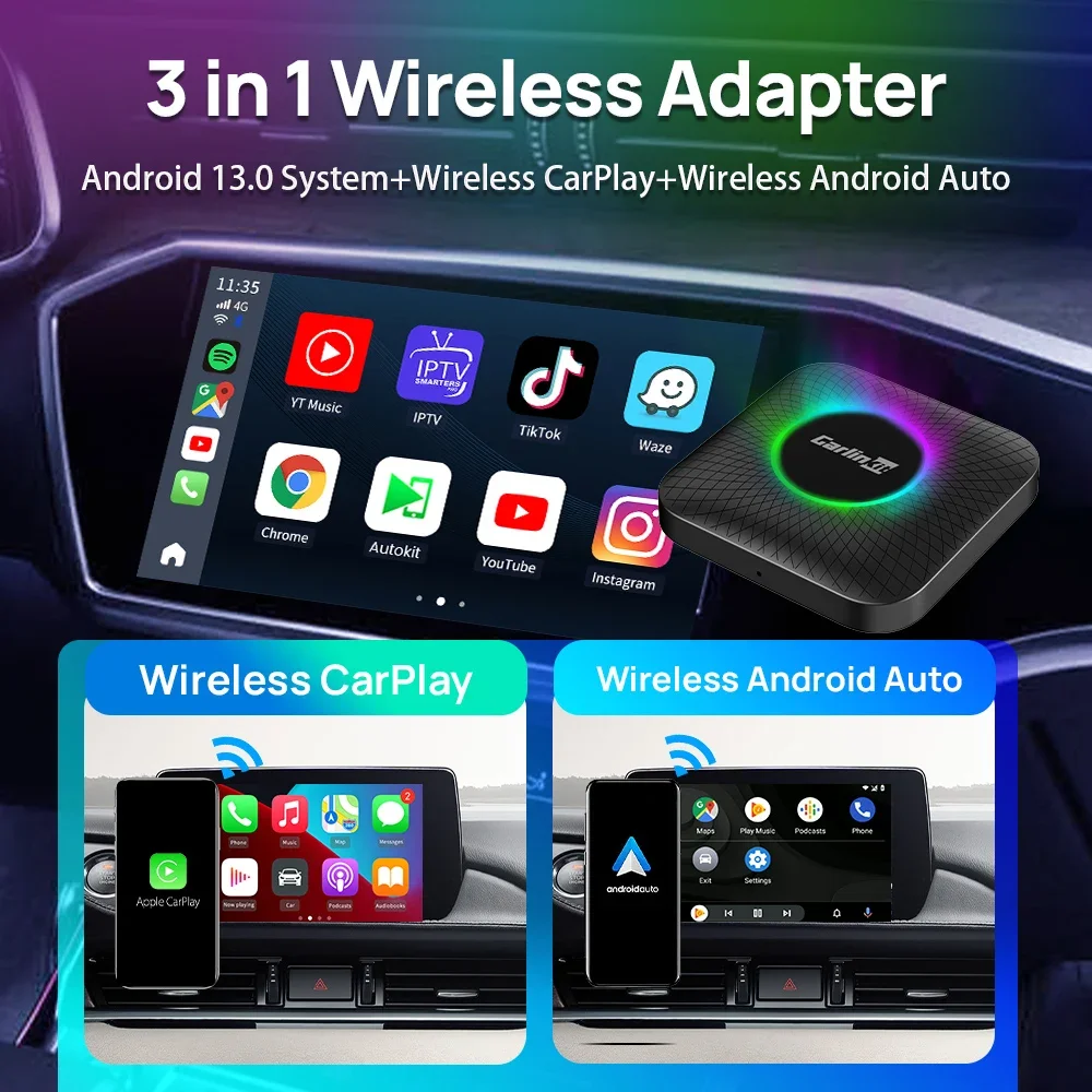 8 + 128Gb Led Light it Car Play 512Gb Smart Box Ai Box For Apple Wireless Carplay Car