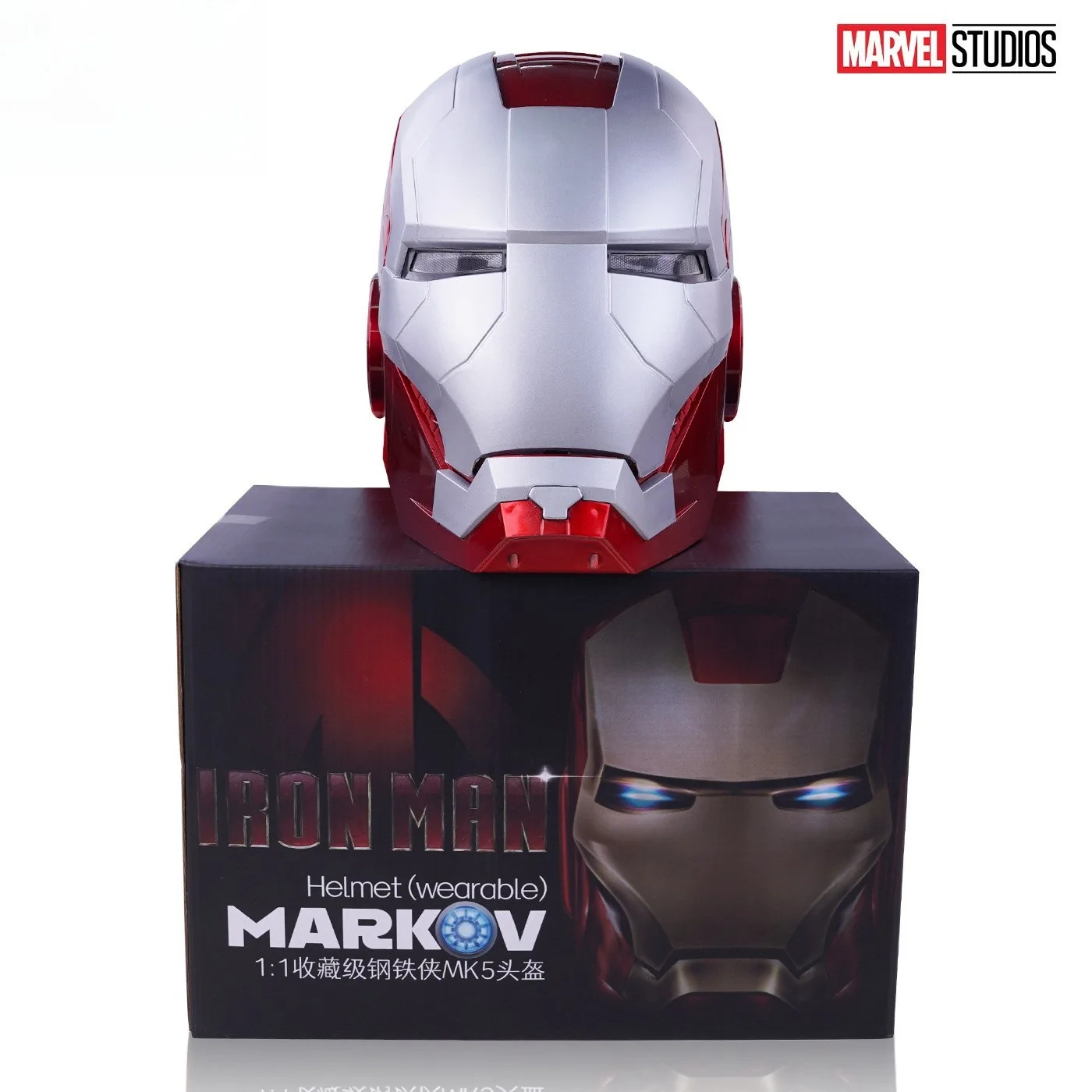 thumbnail image 1 of Casco de cosplay de Iron Man 1:1 de 60 cm con luz LED de Los Vengadores de Marvel, figura de acción de Iron Man, modelo de juguete para niños y adultos, regalo de Navidad, 1 of 5