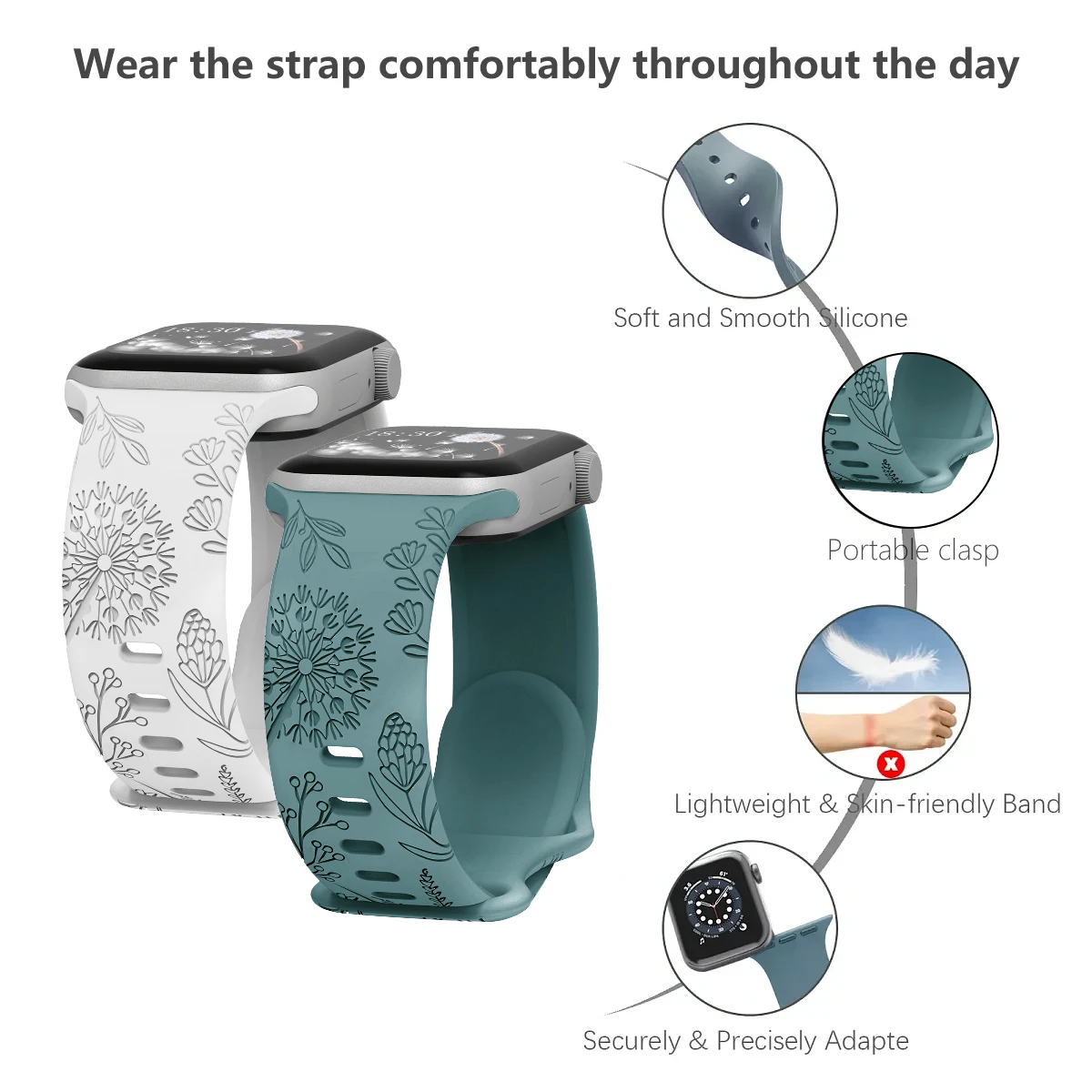 Floral Engraved Silicone Sport Band