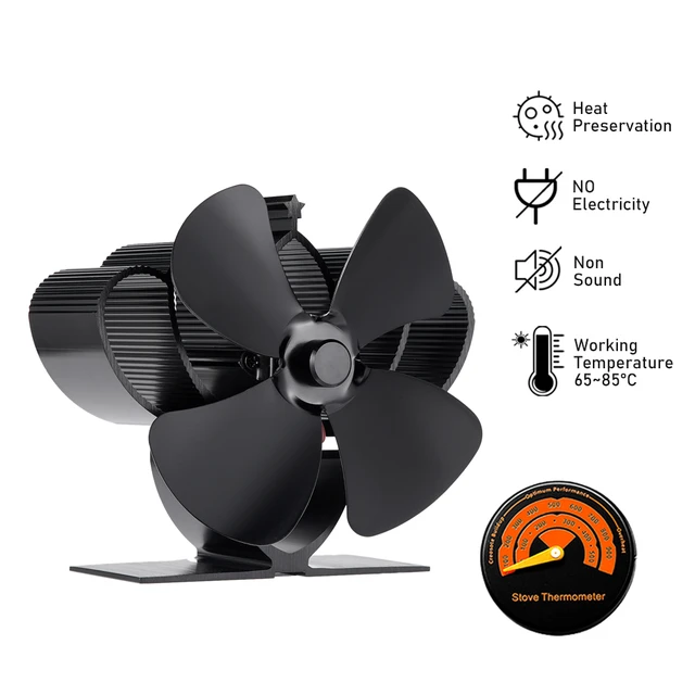 Mini Stove Fan 4 Blades Heat Powered Fireplace Fan Log Wood Burner Quiet Eco  Home Warmer Chimney Fan Efficient Heat Distribution - AliExpress