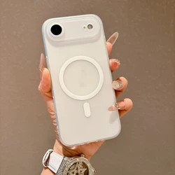 Ultra Thin Matte Clear Magnetic Shockproof Frosted TPU Soft Cover - iPhone 15 (White)
