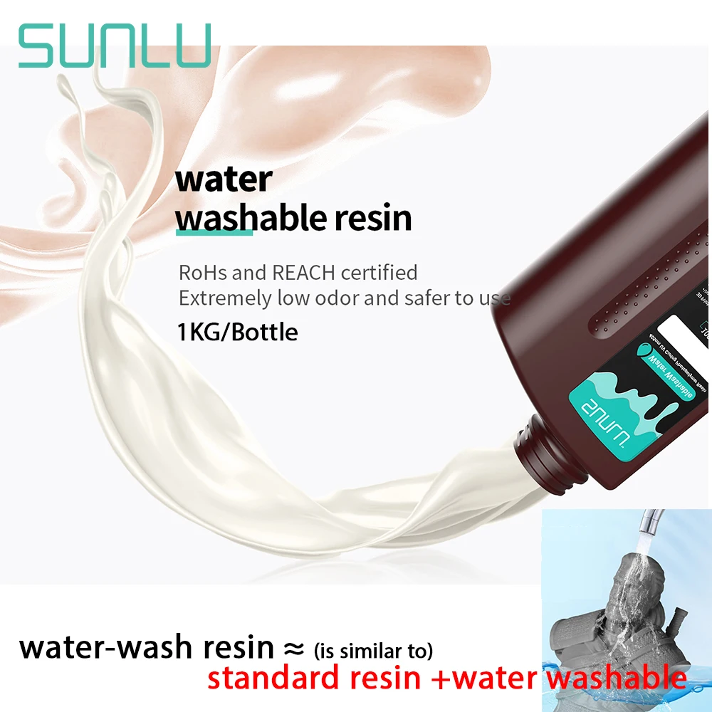 SUNLU Water-Wash Resin 1KG LCD Printer Photon Curing Liquid Good Precision Good Molding Low Odor Model Garage Kits Printing printing temperament wash waist loose straight fashion literature and art leisure men s youth popular pants new jeans pantalones