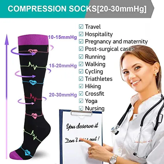Size XXL Large Size Soccer Football Stockings Compression Socks Fit Medical,Nurses,Doctor,Edema,Diabetes,Varicose Veins,Running