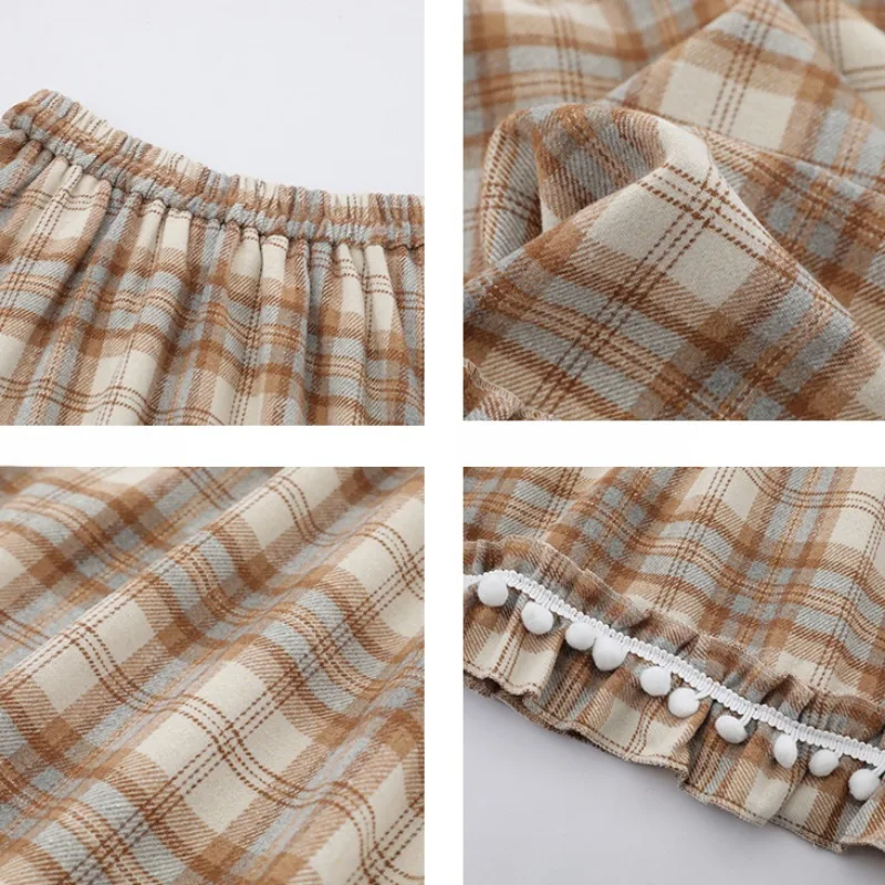 تنورة منقوشة للنساء حلوة لطيفة فرنسية عتيقة للخريف...