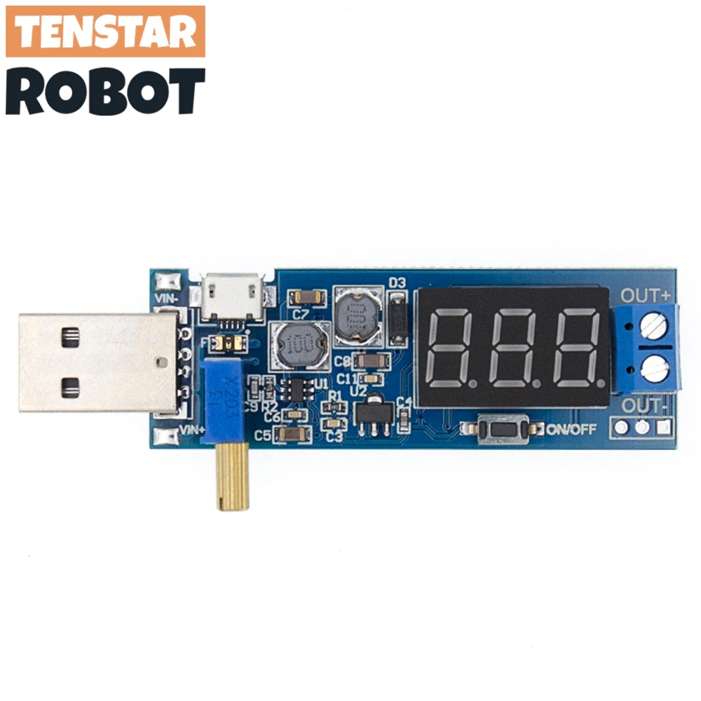 5V bis 12V 24V Spannungsanzeige USB-Boost-Modul 1-24V einstellbares 3W  Desktop-Netzteil