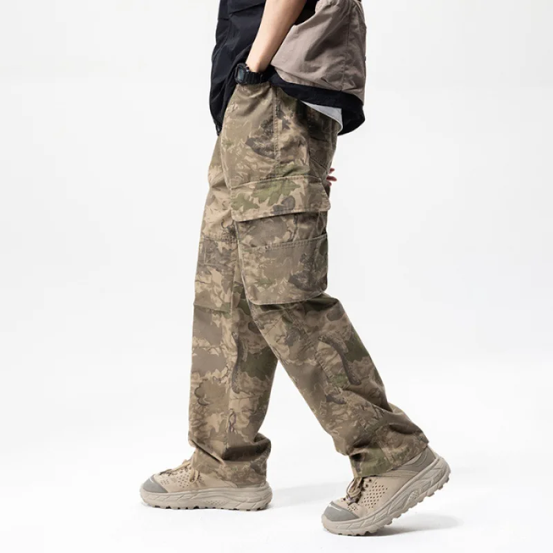 

Desert Camouflage Overalls Men's 2024 New Loose Straight Fashion Men's High-End Street Korean Style Versatile Casual Pants