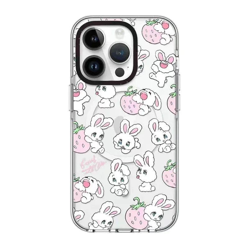 

MagSafe Acrylic Rabbit Colorful Phone Case Cover for iPhone 11 12 13 14 15 Pro Max Case for iPhone 15 ProMax