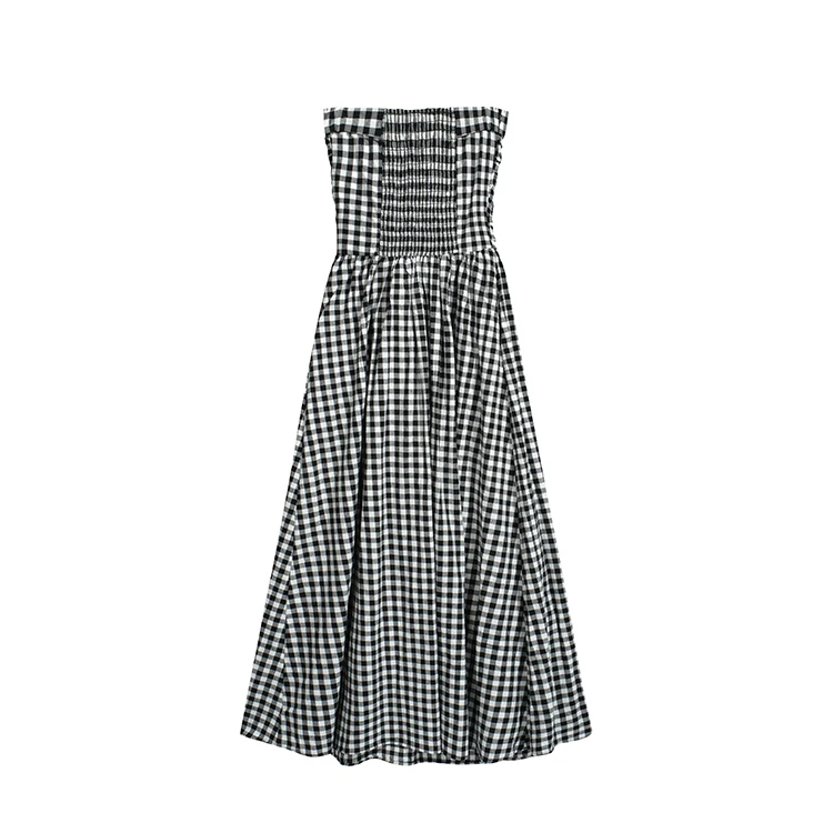 Casual Strapless Midi Dresses for Women Striped Sleeveless A-line Korean Chic Summer New Party Dress Vestidos Mujer