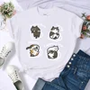 Cat Coffee Art Letter Printed T-shirt Women Breathable O-Neck Short Sleeve T Shirt Female Loose Streetwear Casual Clothes Tops 2