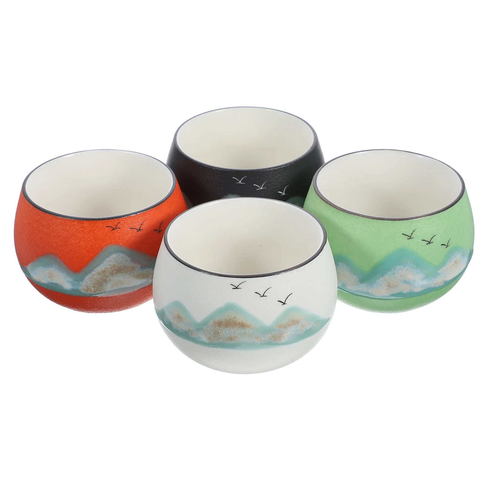

4 Pcs Hand Painted Ceramic Mug The Wed Water Drinking Cup Small Holidays Chinese Style Tea Cups Ceramics Teacup
