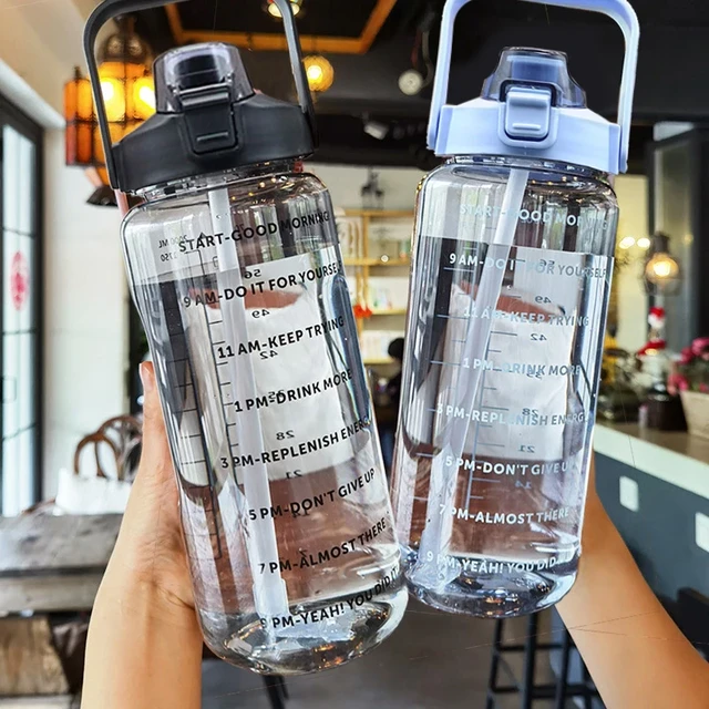 2000ml Large Capacity Plastic Straw Water Cup Sports Water Bottle