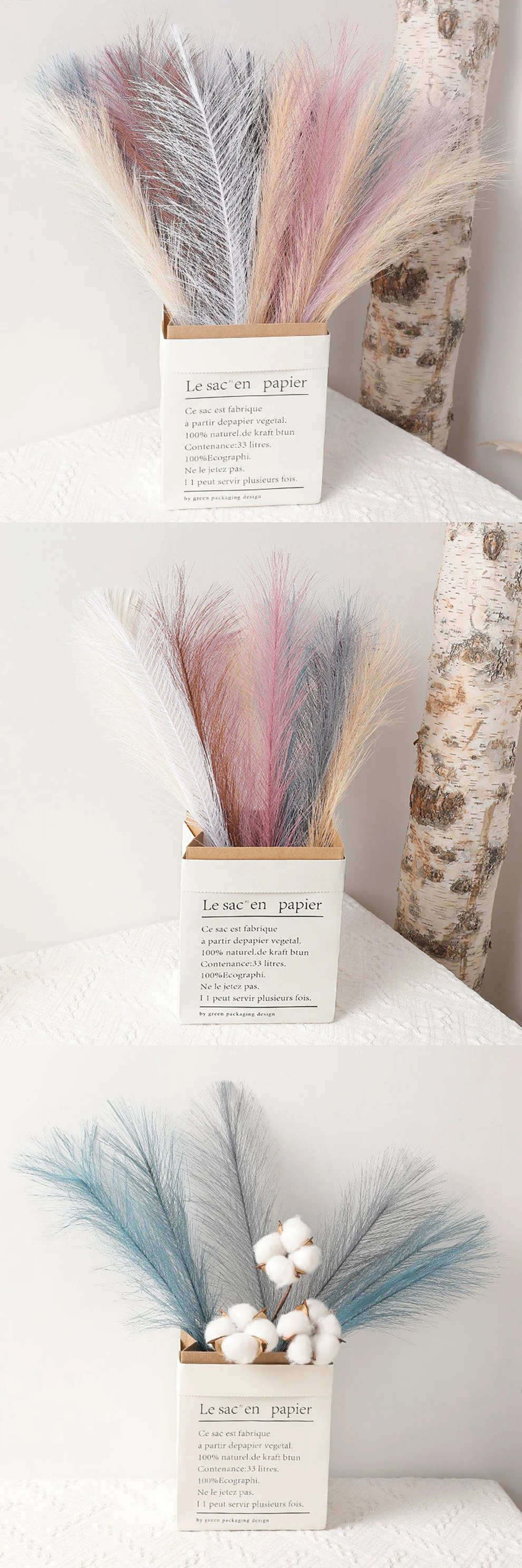 Fluffy Pampas Grass Reed Flower Artificial Pampas Grass Bouquet 42cm 1/5/10/30pcs Boho Wedding Bouquet Home Party Vase Decor