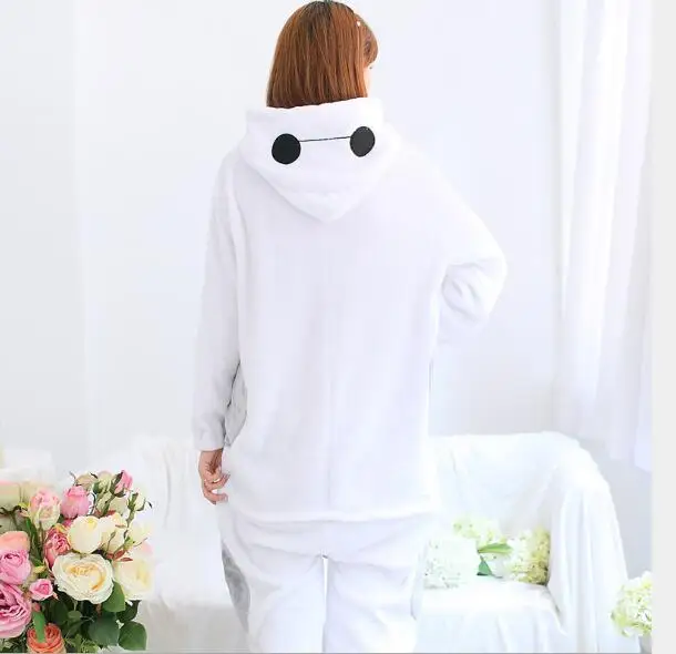 Baymax Onesie Kigurumi Adult Unisex Pajamas Anime Cosplay Costume Soft Flannel Zipper Sleepwear Homewear