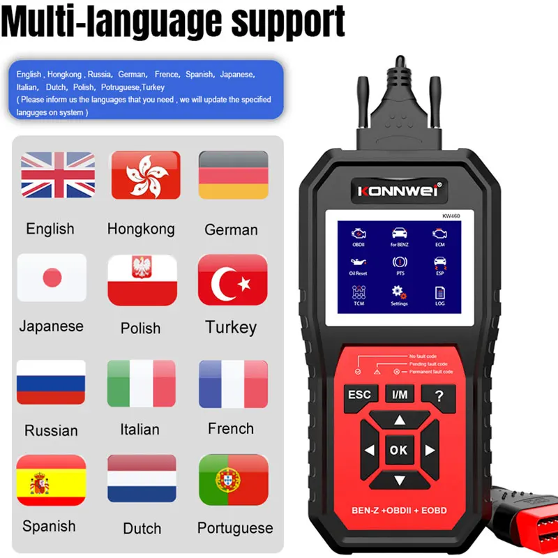 KONNWEI KW460 Strumento Diagnostico Auto OBD2 per Tutti i Sistemi, Lettore Codici con Reset ABS, Airbag, Olio, EPB, DPF, SRS, TPMS, Scanner ODB2 - Image 3