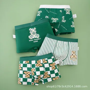 4 Pz/lotto Biancheria Intima Per Bambini Ragazzi Puro Cotone Stampa Cartoon Mutandine Per 1-13 Anni Studente Boxer Shorts