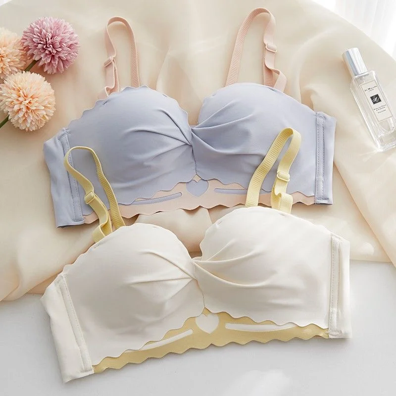 

Strapless Underwear Set Anti-slip Girls Thin Small Chest Push-up Bra Set