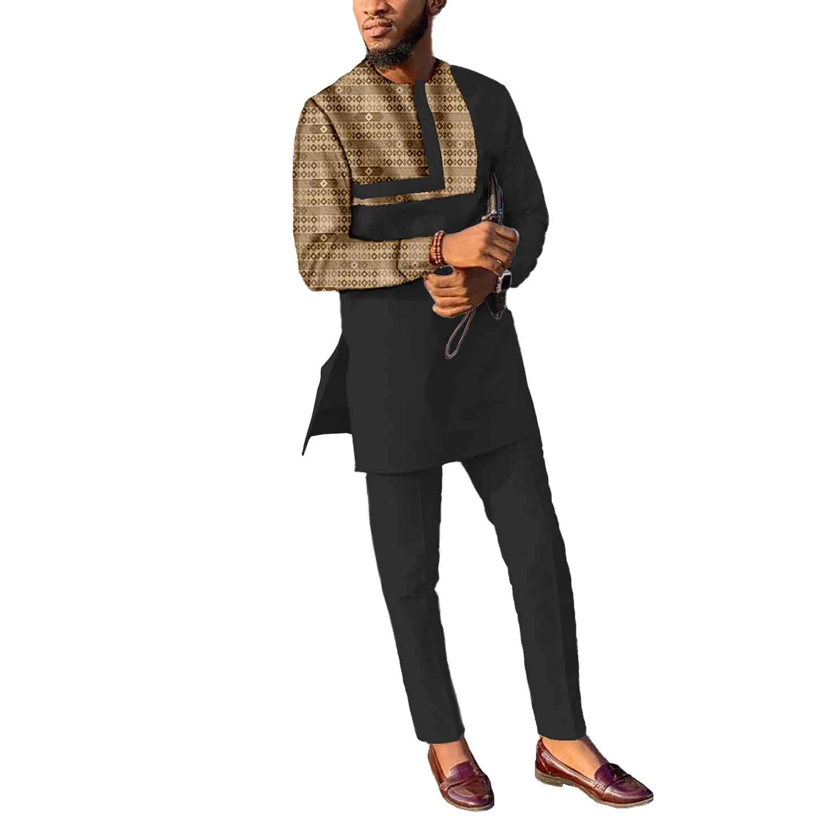 Africa Clothes for Men Dashiki Men Set Bzain Rich African Traditional Clothing Top+Pants