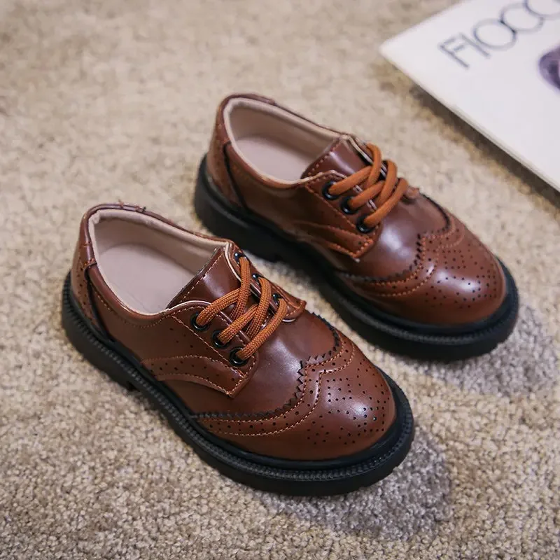 All-match Teenage Boy Dress Shoes Vintage Formal England Boys Wedding Party Shoes Boys Leather H06213