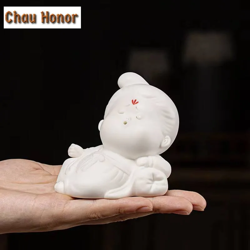 Creative Chinese Ceramic Lovely Lady Thread Incense Inserting Seat Incense Inserting Device Indoor Sandalwood Household Tea Pets