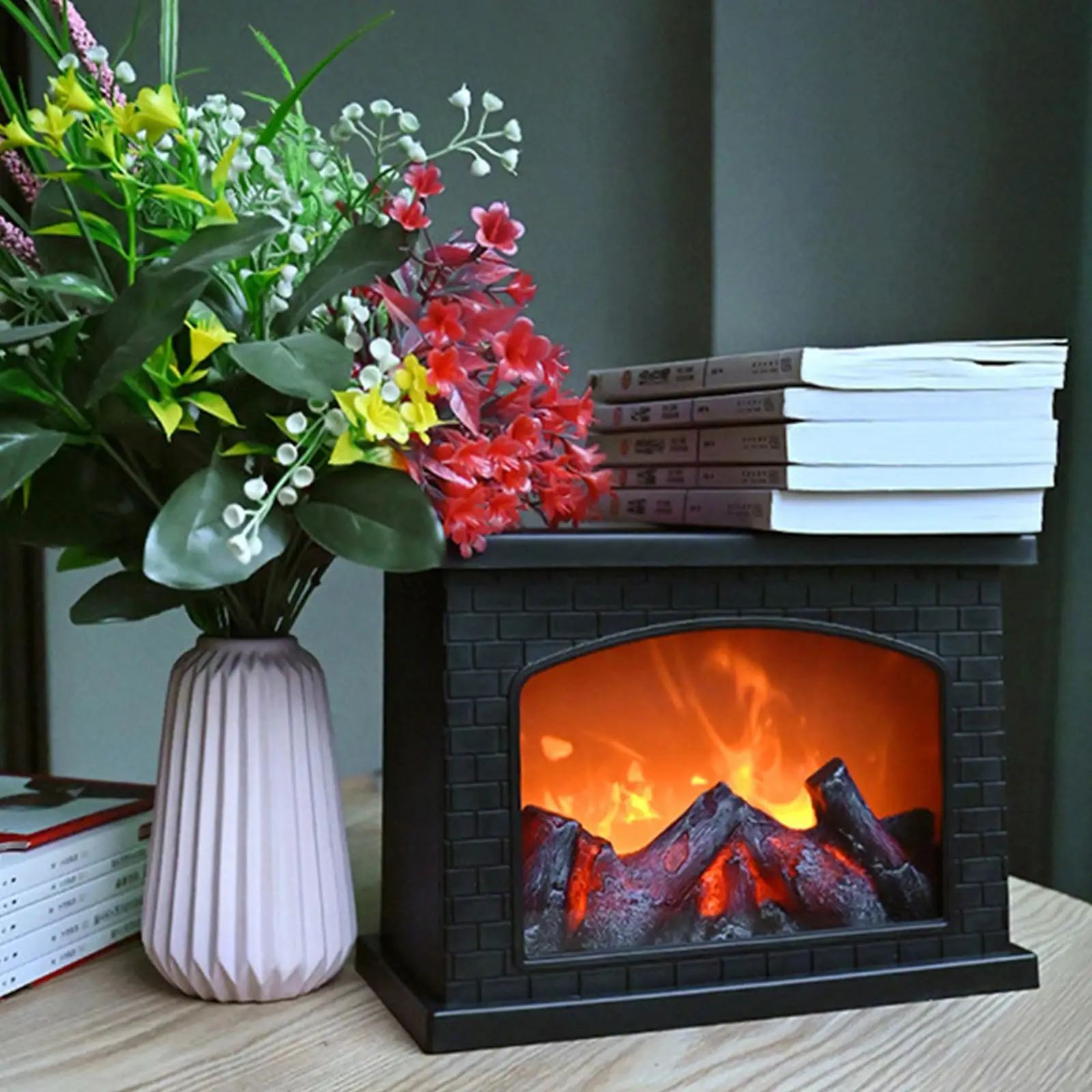 LED Flame Fireplace Lantern Simulation Fireplace Log Flame Effect Lights  USB Battery Powered Fireplace Lamp Christmas Ornaments - AliExpress