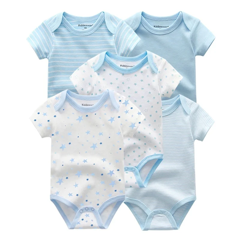 5 piece Soft Cotton Cartoon Short Sleeve Onesies 11