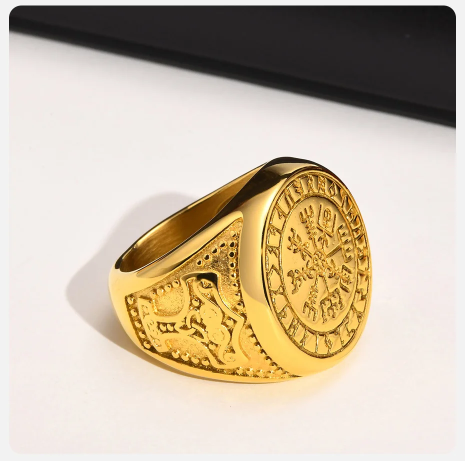 2025 Neuheiten Vnox Cool Punk Nordische Wikinger Thor Mjolnir Hammerringe für Männer, Siegelfingerringe aus massivem Edelstahl mit Metall-Rockaxt_voghion.com