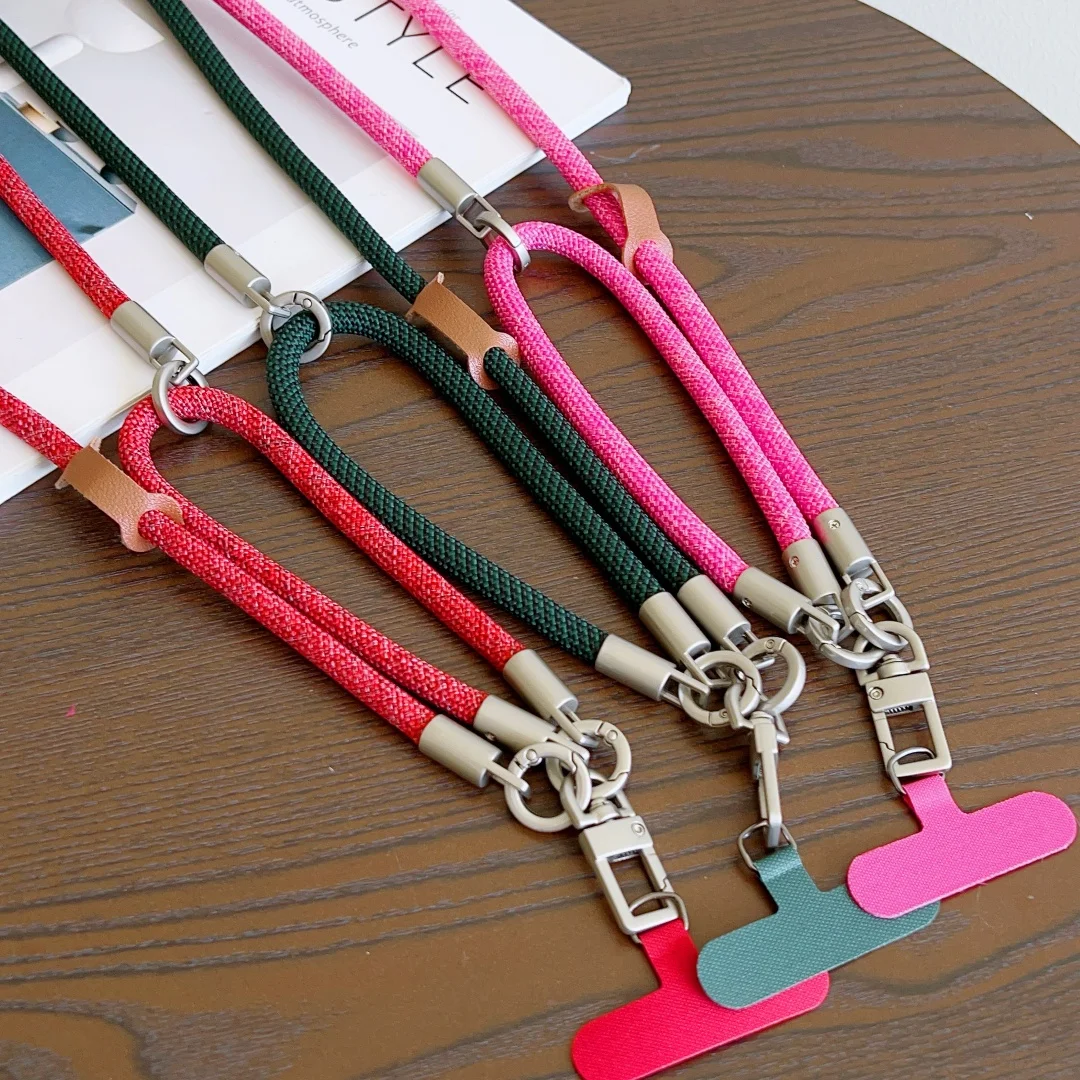 Versatile Dual-Use Lanyard and Cross-Body Strap Keychain in Solid Color for Mobile Device Holders