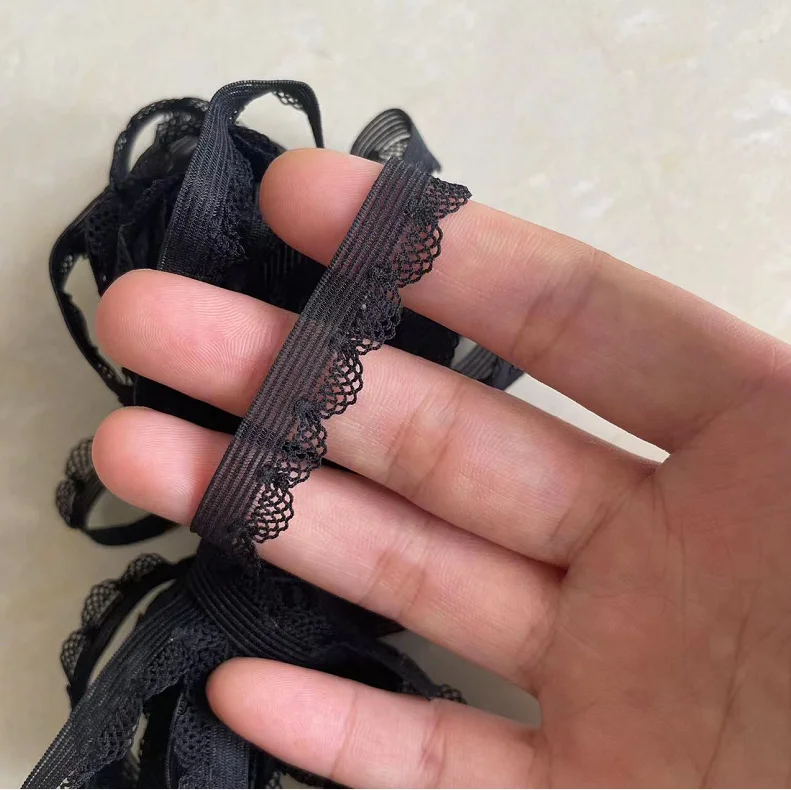 Black Elastic Lace Trim Sewing Lace Mesh Ribbon Guipure Trimmings Fabric Warp DIY Garment Accessories 10 Meter 11mm