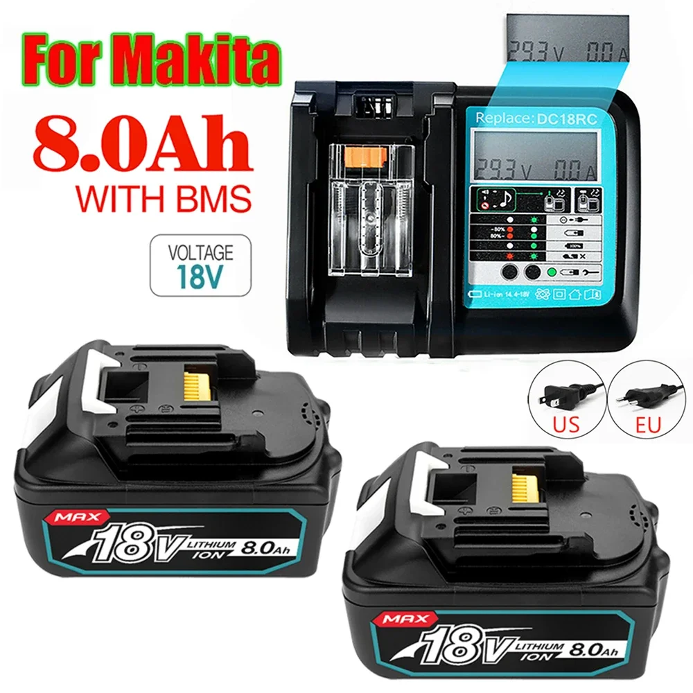 

100% Original Makita 18V 8000MAh Rechargeable Power Tools Makita Battery With LED Li-ion Replacement LXT BL1860B BL1860 BL1850