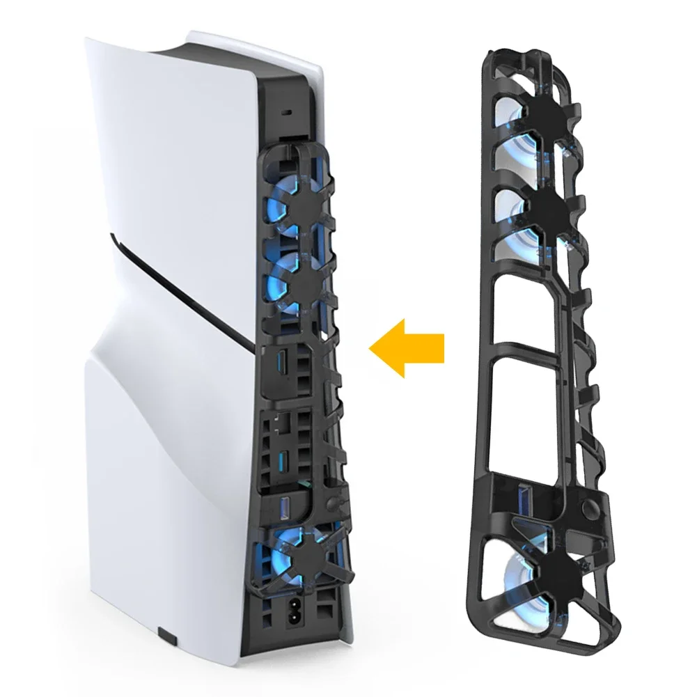 냉각 선풍기 PS5 게임 콘솔 액세서리, 3 팬 USB 게임 콘솔 후면 냉각 선풍기, PS 슬림 콘솔용 LED 조명 포함