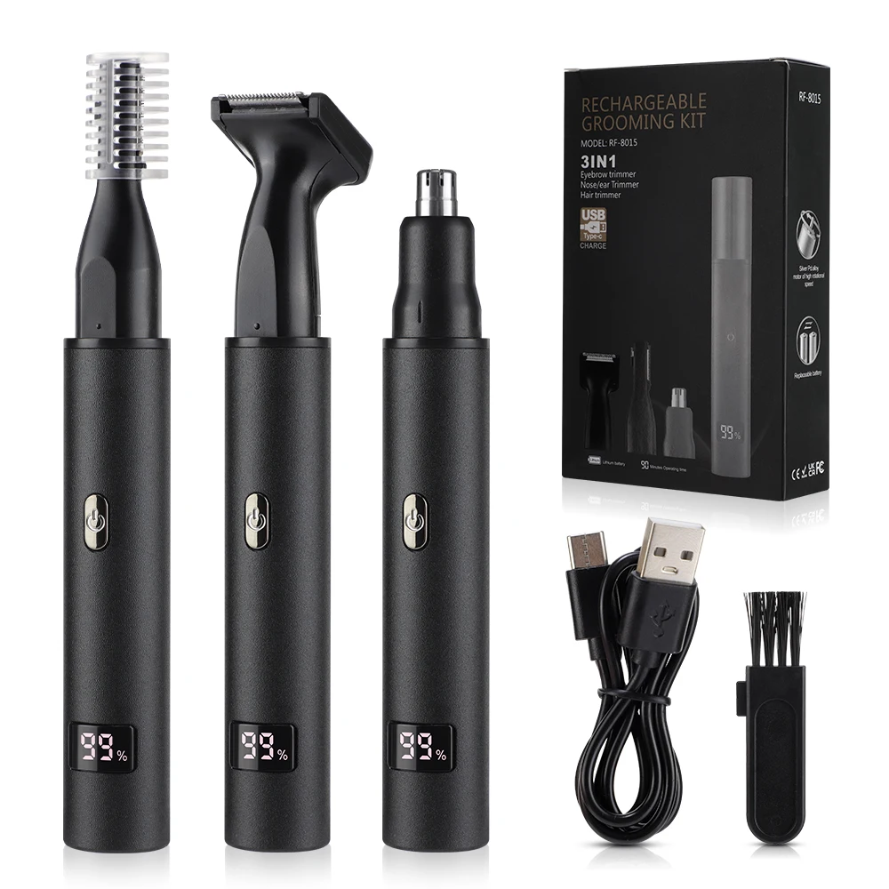3 In 1 Electric Nose And Ear Hair Trimmer Remover Kit Painless Beard Shaver Man Woman Sideburns Eyebrow Face Hair Trimmer Razor