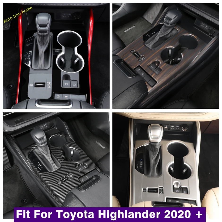 

Accessories Central Control Gear Shift Cup Holder Cover Trim Fit For Toyota Highlander / Kluger 2020 - 2024 Side Console Stripes