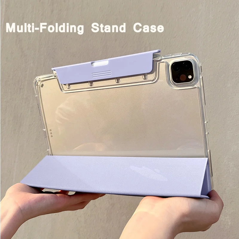 

Acrylic Case for iPad Pro 11 12.9 M2 M1 10th 10.9 Air 5 4 Pro 9th 8th 10.2 5th 6th 7th 2023 New Multi-Fold with Drawer Pen Slot