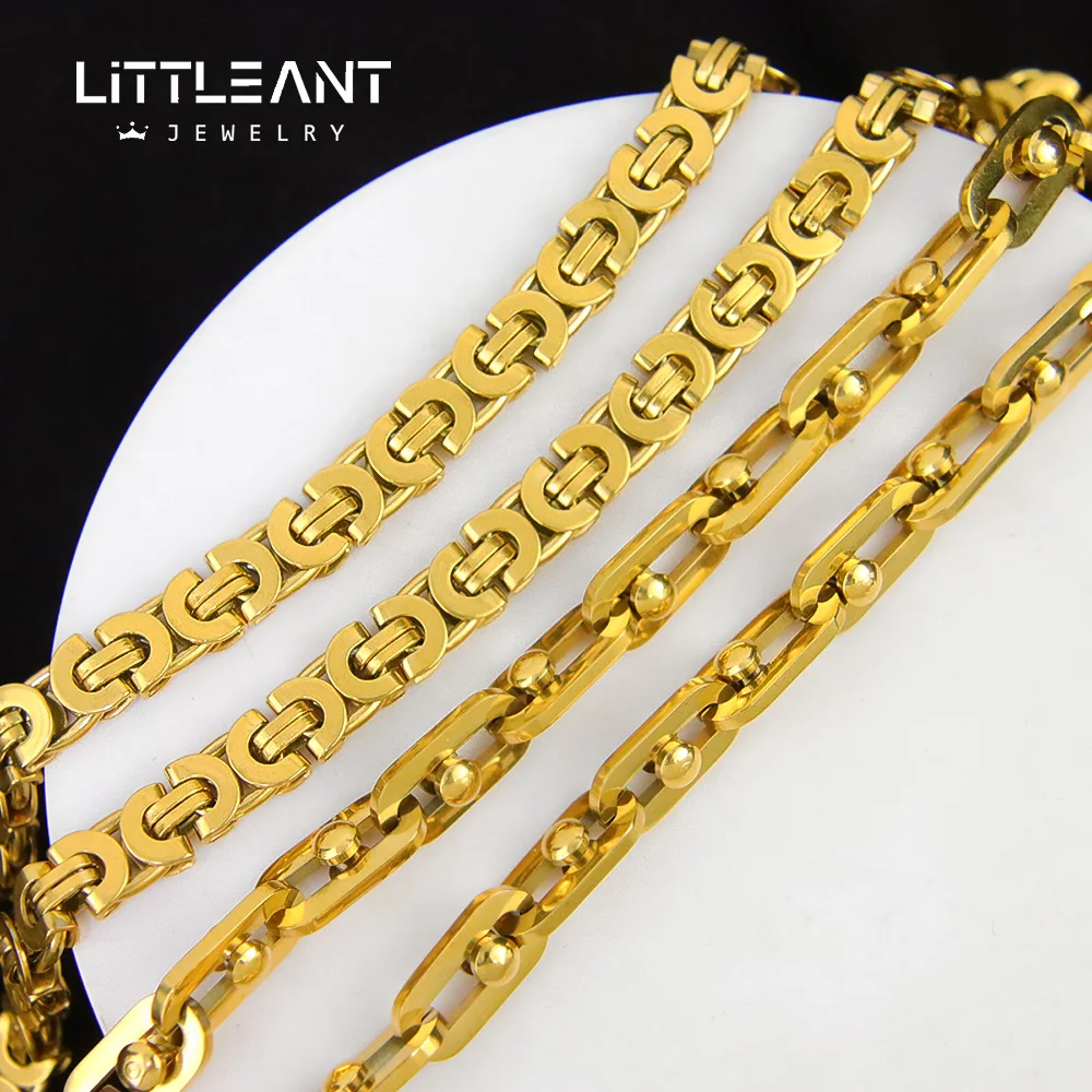 Royal Box Chain Necklace 316L Stainless Steel Necklace Geometric Link Chain Gold Color Men Women Fashion Jewelry Gift