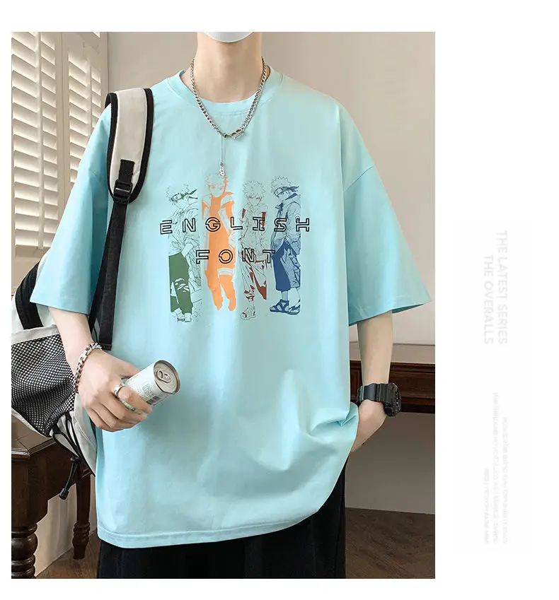 Modische Bedruckte Herren-Baumwoll-T-Shirts Neu 2026 Sommer Jugend High Streetwear Lässiges Oberteil & T-Shirts Locker Sitzende Kurzarm-T-Shirts Kleidung – Detail 13