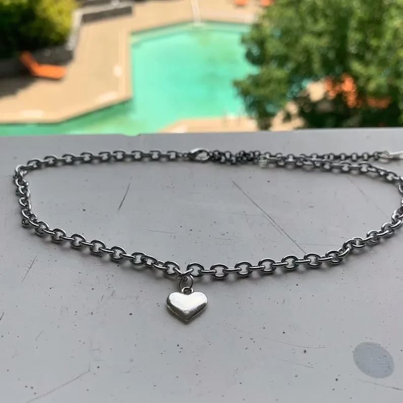 Brandy Melville | Jewelry | Brandy Melville Silver Red Heart Necklace |  Poshmark