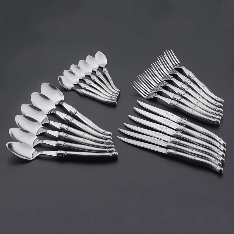 4-24pcs Laguiole Silverware Stainless Steel Dinner Knives Steak