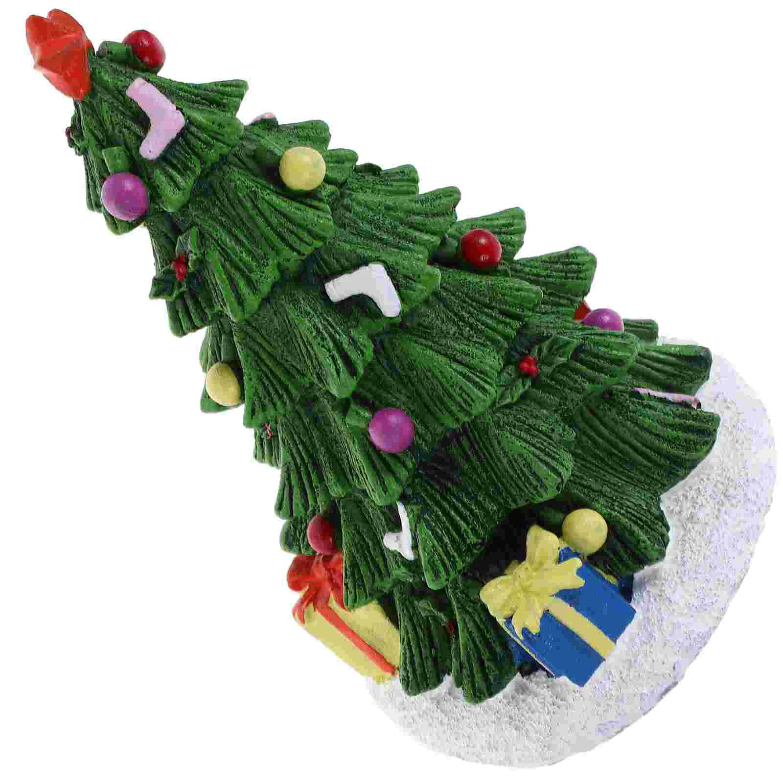 Fish Tank Christmas Decoration Decorative Aquarium Plant Top Hat Home Tree Desktop Resin Small Fake