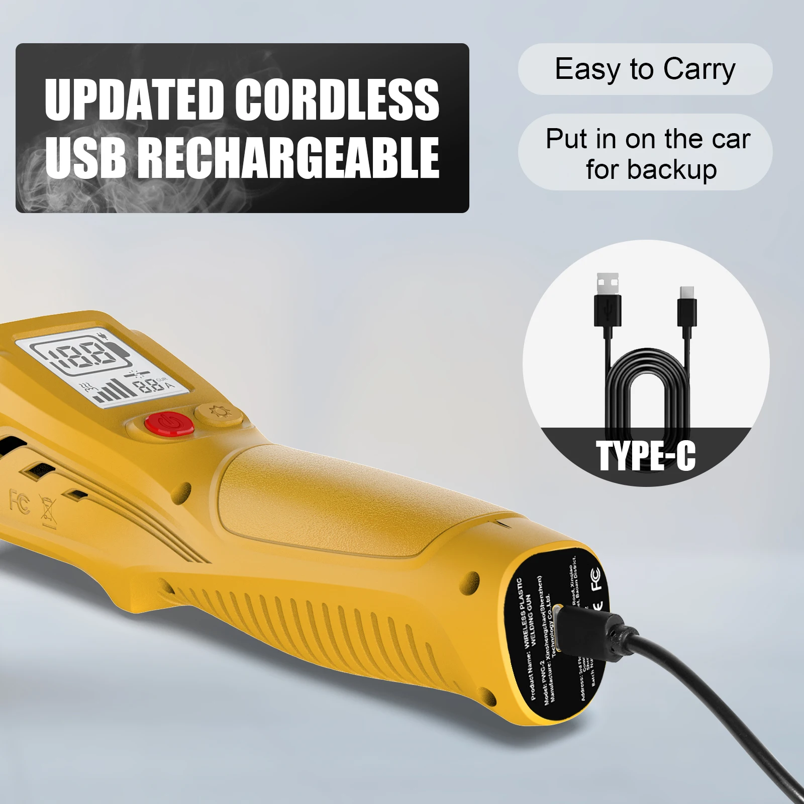 휴대용 5000mAh 플라스틱 용접기 USB C 충전식 스마트 핸드헬드 핫 스테이플러 건 자동차 범퍼 카약 펜더 수리 키트