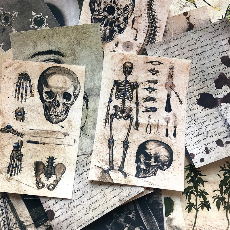 

A6 size Notes on the Dark Skull Case Vintage Materials Junk Journal Handbook Collage Decoration Shooting Background Paper