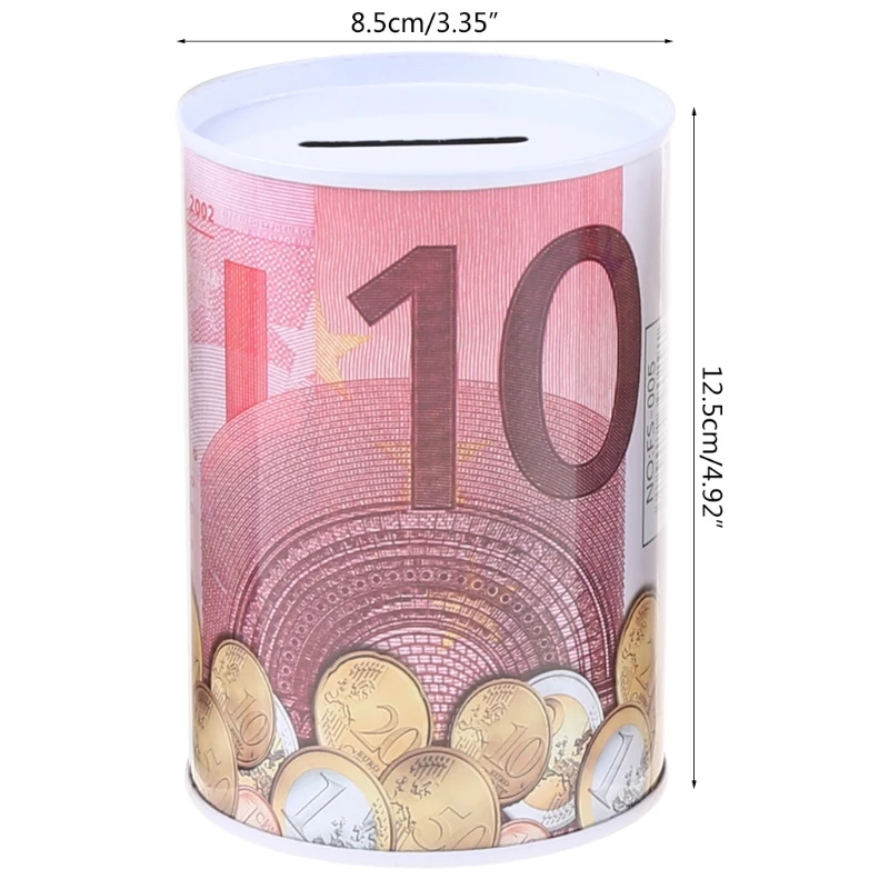 Creative Euro Dollar Metal Cylinder Piggy Bank Saving Money Box Home Decorations Tinplate Material Coin Bank Money Boxes 4