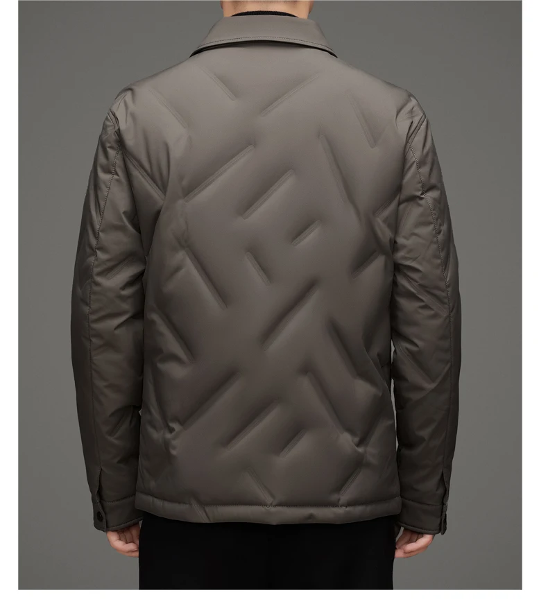 Leichte Herren-Daunenjacke Herbst Winter Lässige Einfarbige Warme Slim-Fit Knopf-Pufferjacke Winddichte Wattierte Oberbekleidung – Detail 18