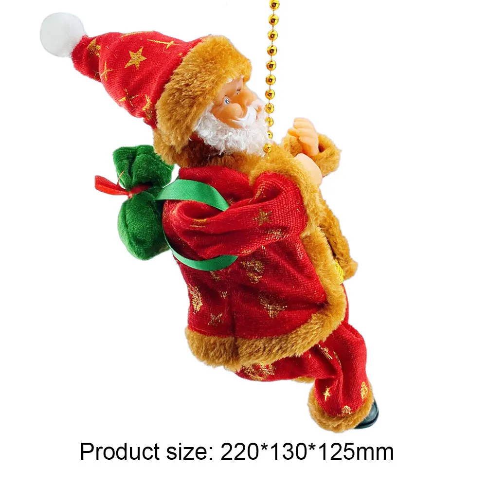 Christmas Santa Claus Doll Reusable Electric Hanging Santa Claus Ornaments Climbing Beads Toy for Children Xmas Gift