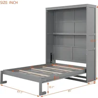 Full Size Murphy Bed Wall Bed Cabinet with Storage Shelves, Space-Saving for Multipurpose Guest Room or Home Office, Gray 2