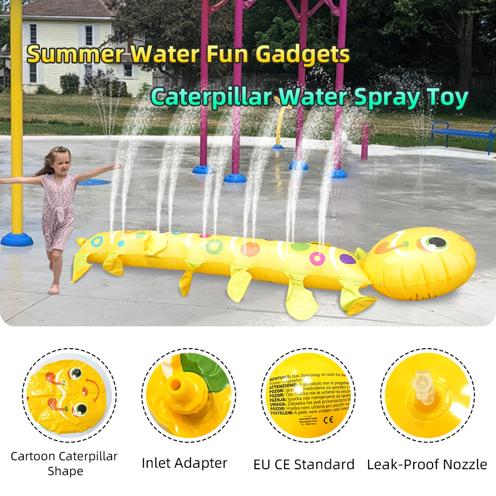 Caterpillar Sprinkler Pad Splash Play Mat for Kids Toddlers Summer Outdoor Backyard Lawn Water Toys Inflatable Spray Pad - 3
