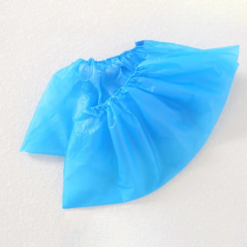 1Pack/100 Pcs Medical Waterproof Boot Covers Plastic Disposable Shoe Covers Overshoes Rain Shoe Covers Mud-proof Blue Color 3