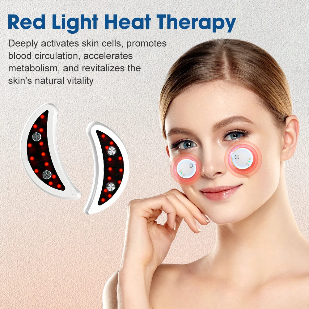 EMS Eye Facial Massager 660nm Red Light Heating Therapy Reduce Skin Fine Lines Dark Circles Anti-Wrinkle Firming Skin Care