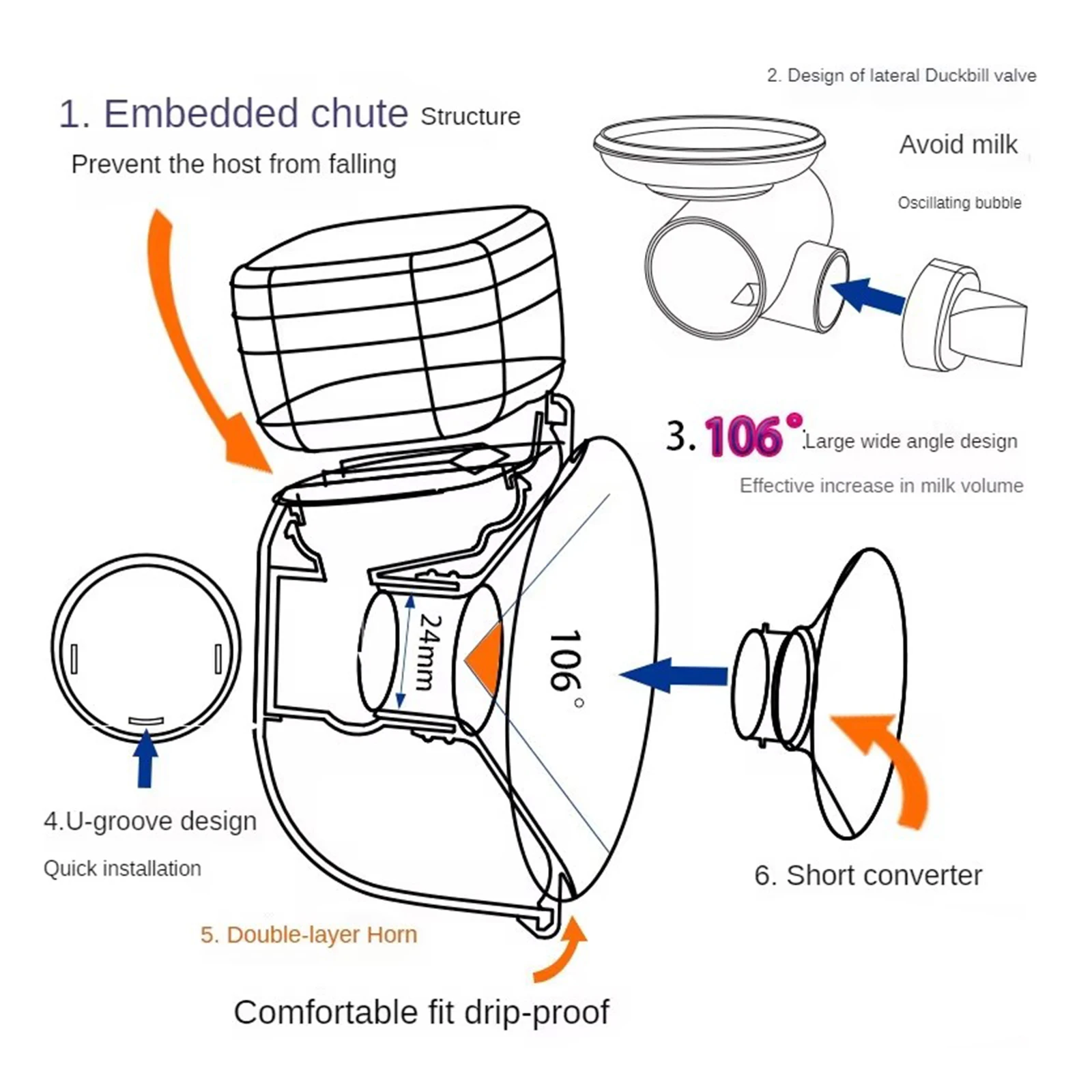 Wearable Hands-Free Electric Breast Pump with 3 Modes & 9 Suction Levels, Silent Comfort,